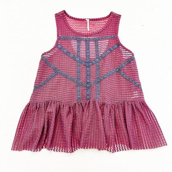 Free People Crotchet Peplum Top Bohemian Style SIze S - Picture 1 of 5